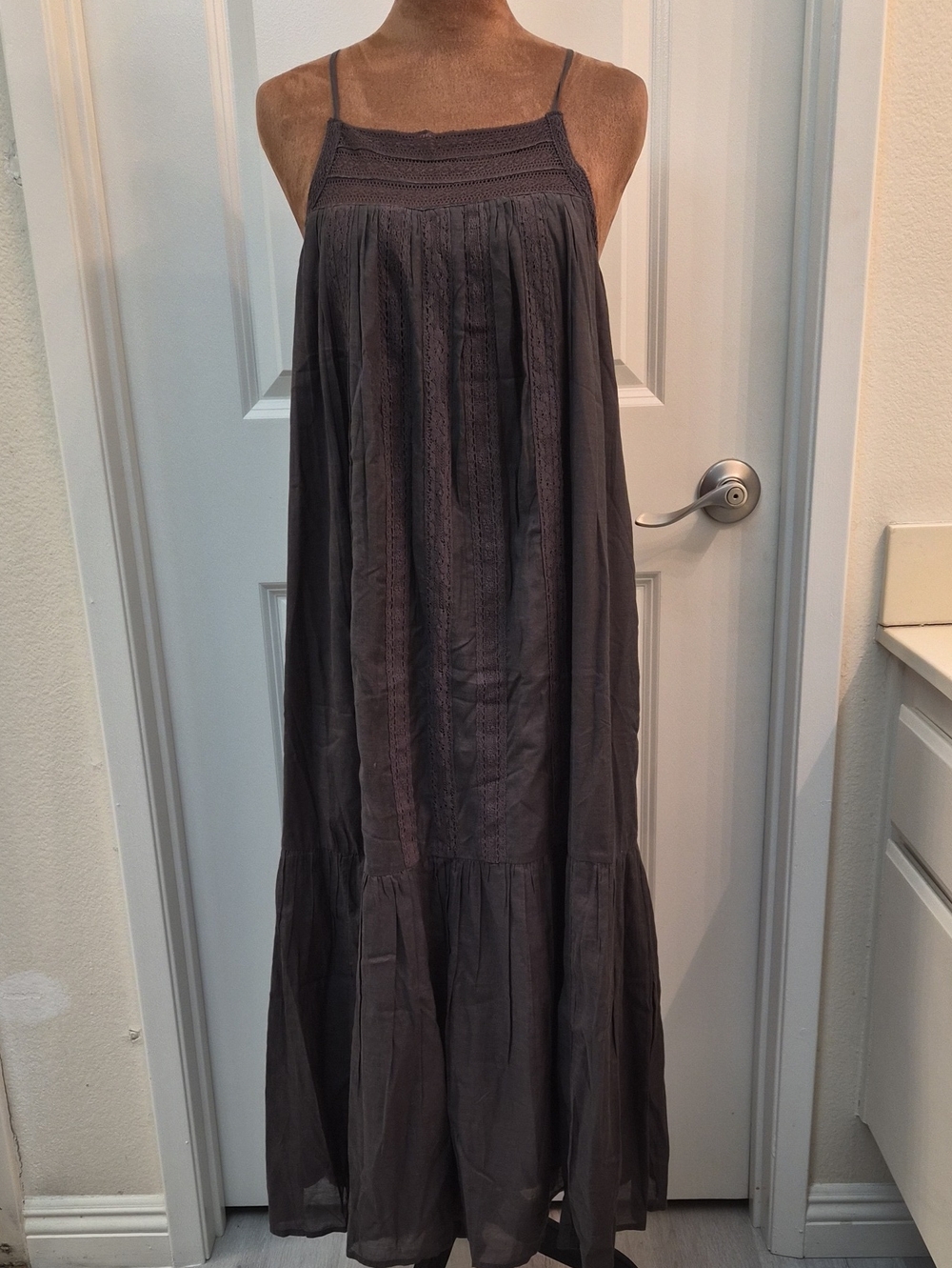 Lucky Brand Charcoal Maxi Tiered Cotton Dress Skirt